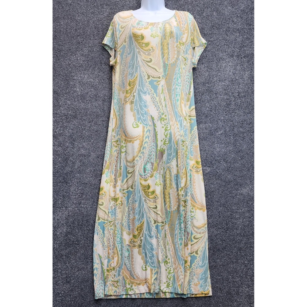 Chico's Travelers Women's Paisley Boho Maxi Dress Travel Resort Flowy Size 2